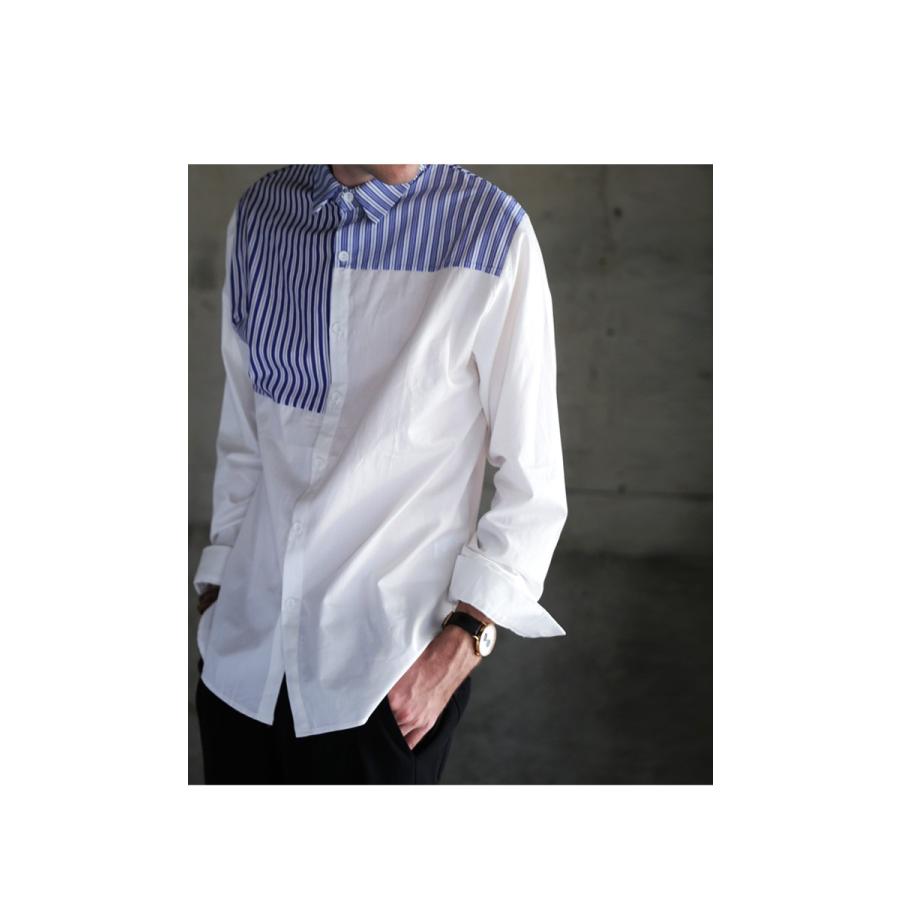 トップス シャツ 長袖 メンズ 綿 綿100 ストライプ ストライプ切替シャツ 送料無料 4月15日0時 再再販 メール便不可 Ze m Antiqua 通販 Yahoo ショッピング