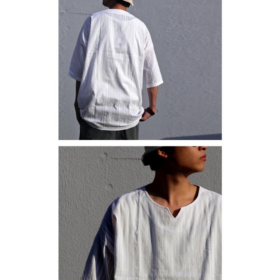 トップス 七分袖 プルオーバー メンズ 綿 綿100 刺繍ストライプ柄トップス 5月10日0時 再再販 メール便不可 父の日 Ze m Antiqua 通販 Yahoo ショッピング