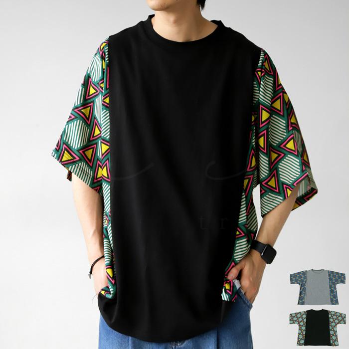 antiqua レトロ柄 切り替えトップス Tシャツ メンズ トップス antiqua レトロ柄 切り替えトップス Tシャツ メンズ トップス