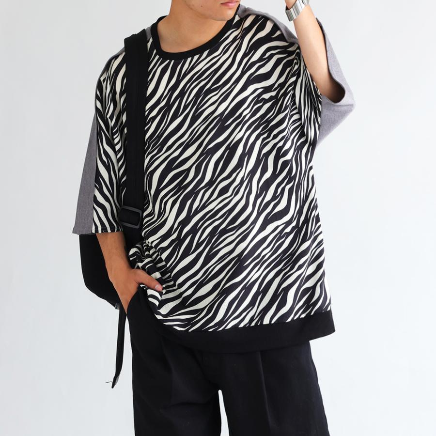 antiqua（アンティカ） 異素材トップス メンズ トップス 半袖 ゼブラ柄