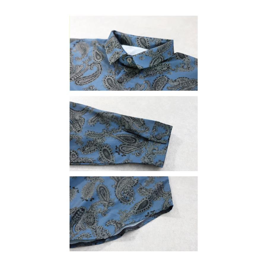 30.ペイズリー グレー＊さやたぐ antiqua（アンティカ） ペイズリー柄 シャツ メンズ 長袖 トップス