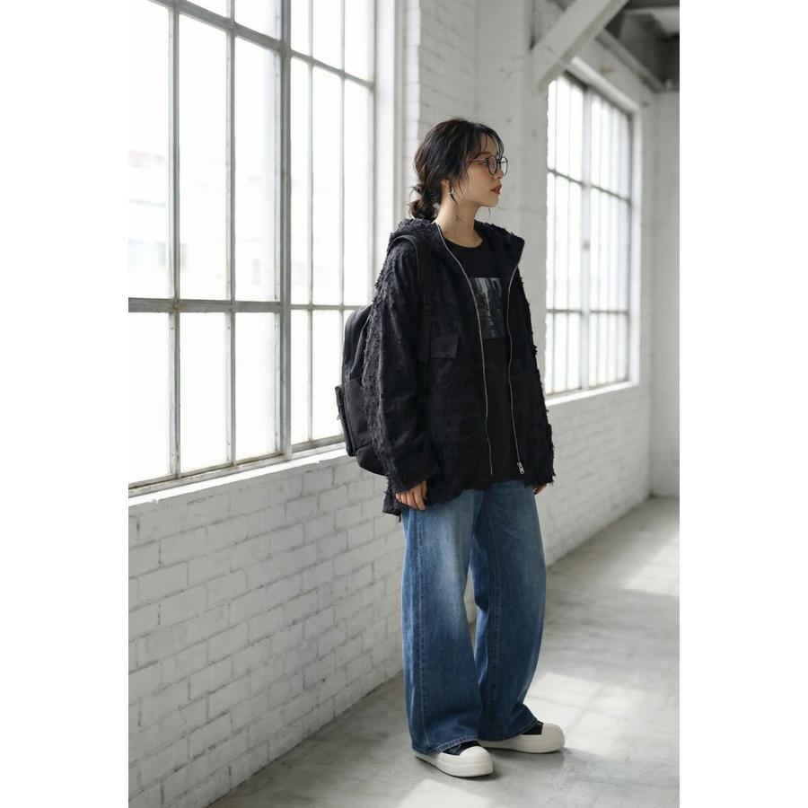antiqua（アンティカ） シアー フリンジ パーカー 長袖 レディース 