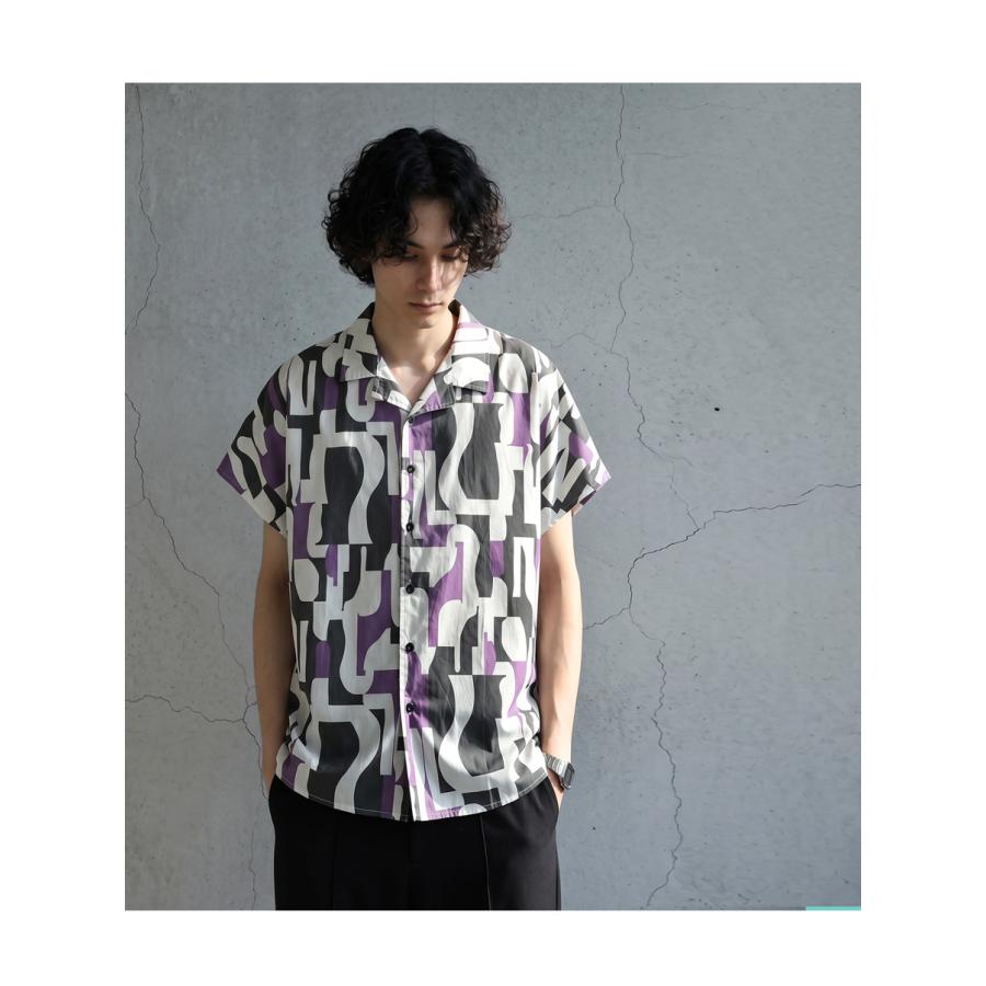 antiqua（アンティカ） レトロ柄 シャツ メンズ 半袖 オープンカラー