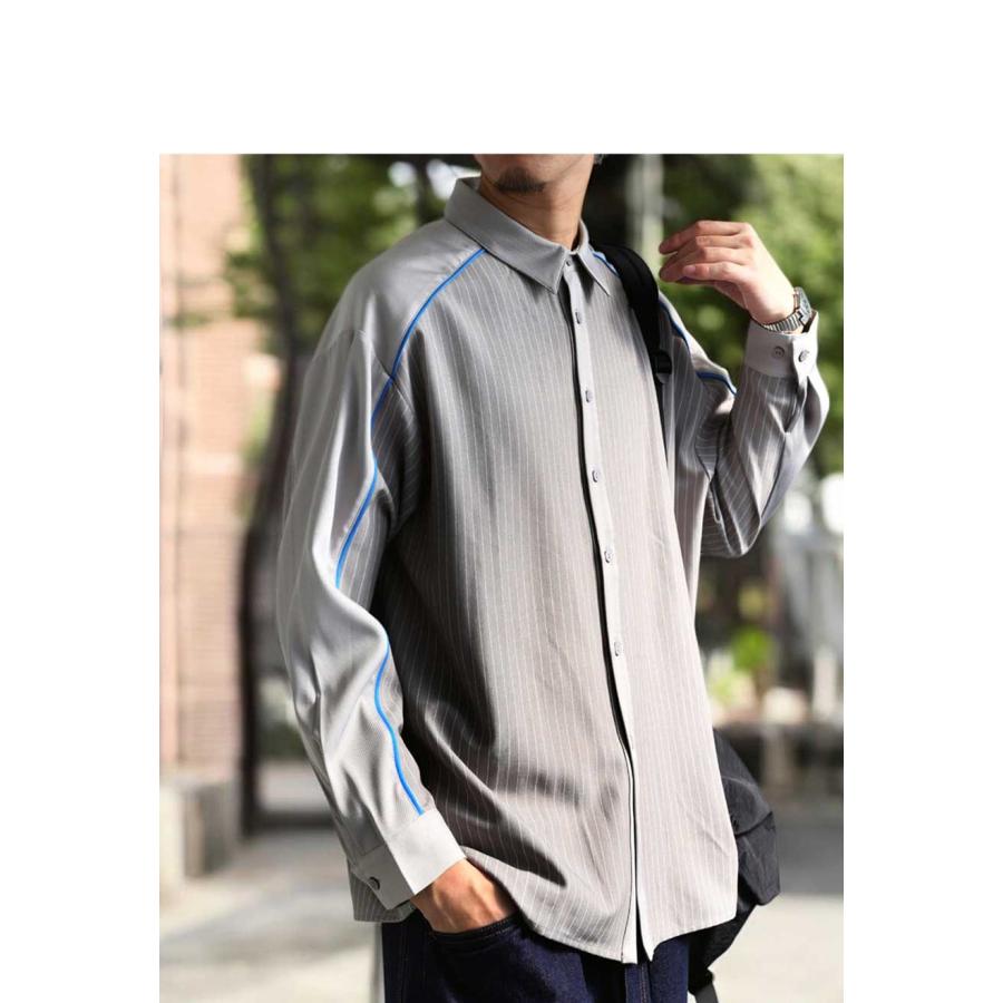 antiqua（アンティカ） ストライプ切替シャツ シャツ メンズ トップス