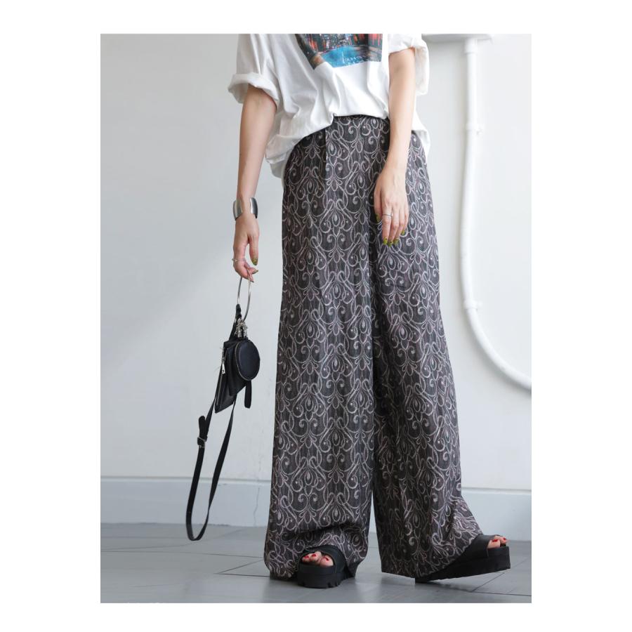 antiqua アート柄パンツ レディース ワイドパンツ ボトムス 送料