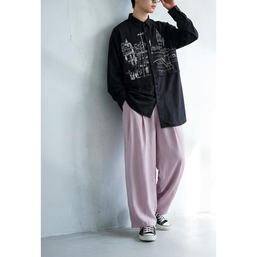 antiqua（アンティカ） ワイドパンツ メンズ ロング タック 無地