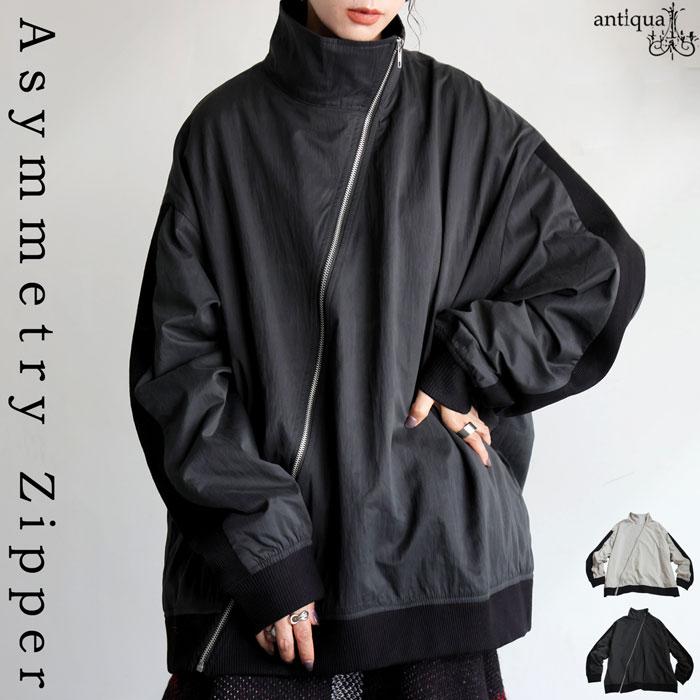 ゆう出品 antiqua（アンティカ） 【予約：1月上旬納期】斜めジップ 配色ライン