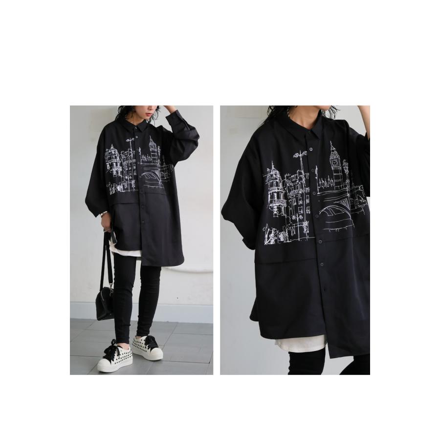 antiqua（アンティカ） アシンメトリー シャツ レディース 長袖 アート