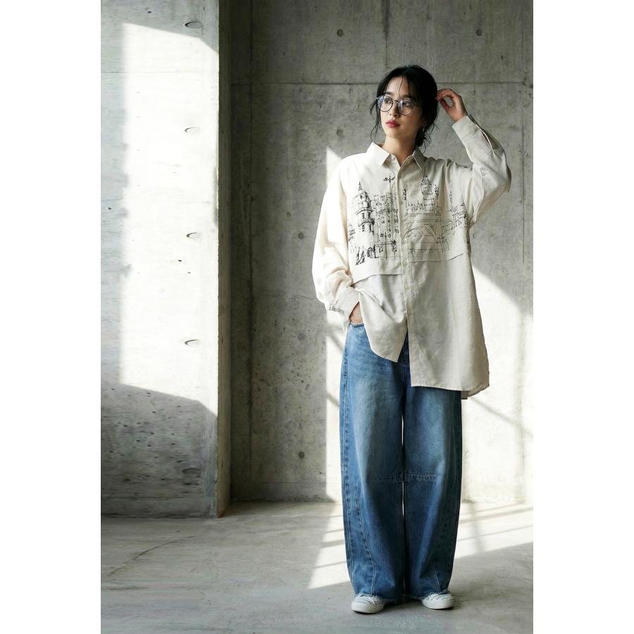 【美品】アシンメトリーシャツ ♡ インポート 美人百花掲載》アシンメトリーボウタイブラウス【洗濯機洗い可/防シワ