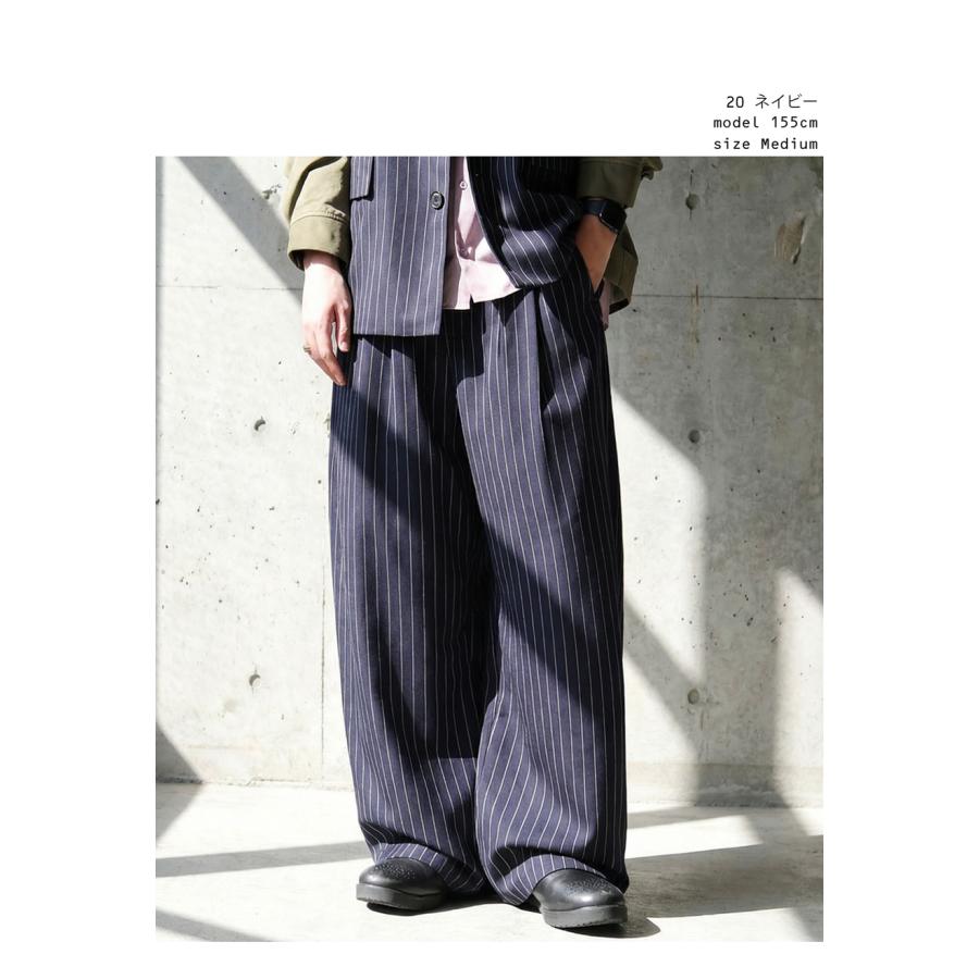 antiqua（アンティカ） ストライプ柄 ワイド パンツ メンズ ロング丈
