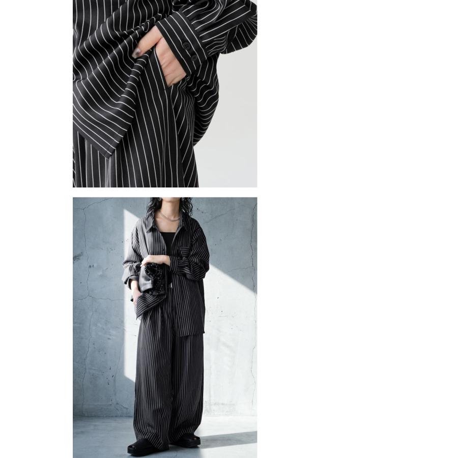 antiqua（アンティカ） ストライプ柄 ワイドパンツ レディース ロング