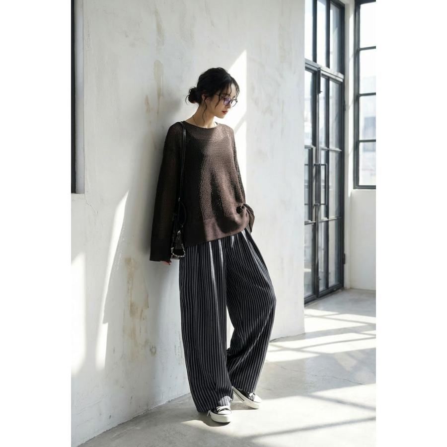 antiqua（アンティカ） ストライプ柄 ワイドパンツ レディース ロング
