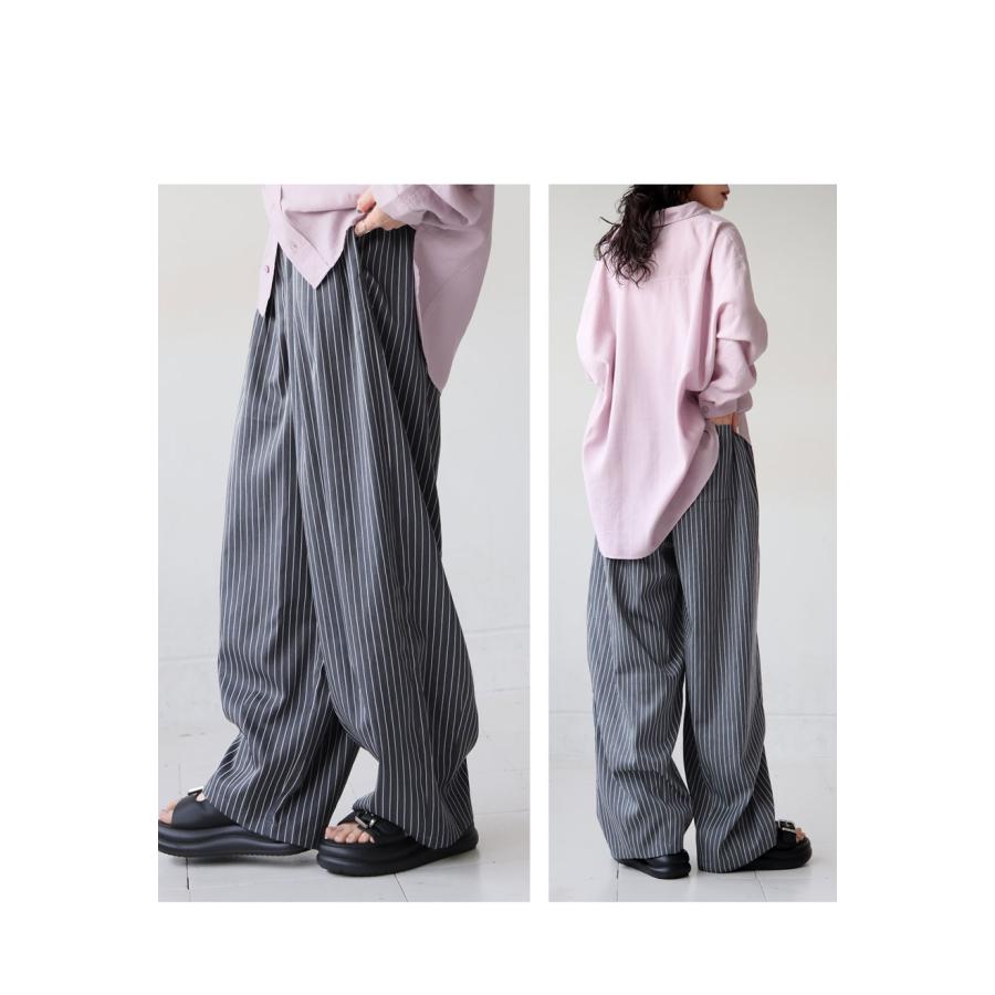 antiqua（アンティカ） ストライプ柄 ワイドパンツ レディース ロング