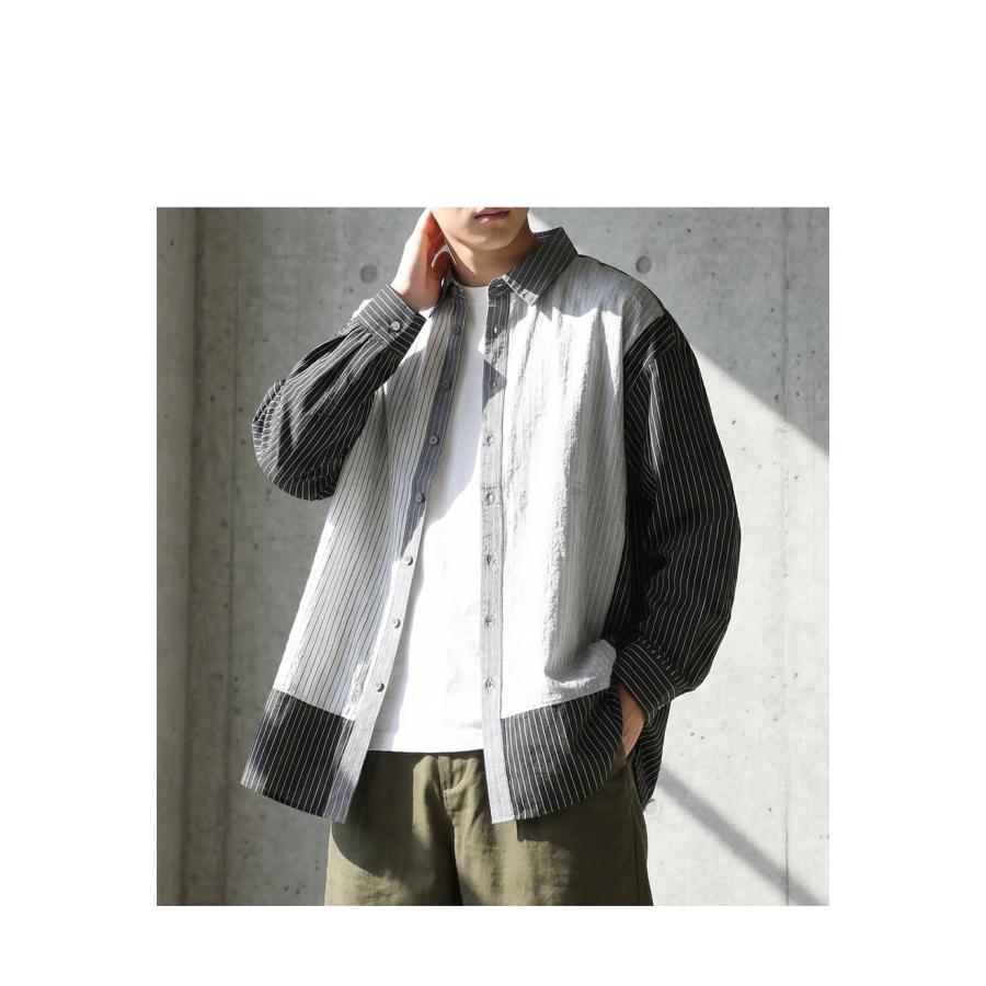antiqua（アンティカ） 切替ストライプ シャツ メンズ トップス 長袖