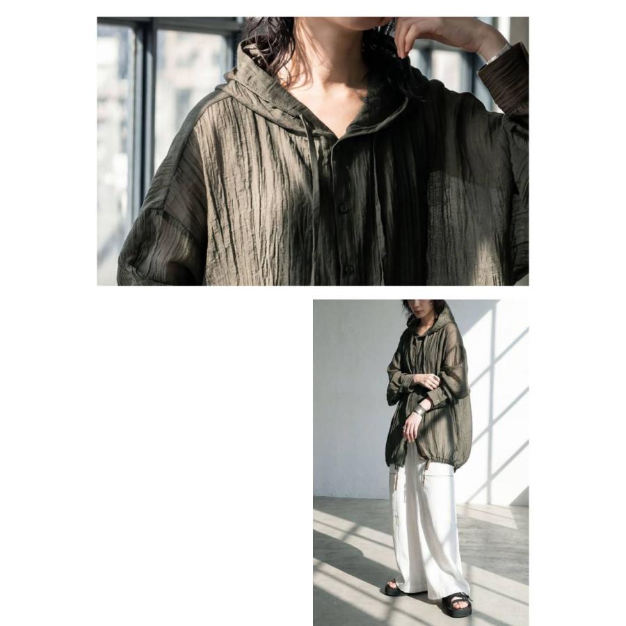 antiqua（アンティカ） シアーシャツ レディース フード付き 長袖 無地