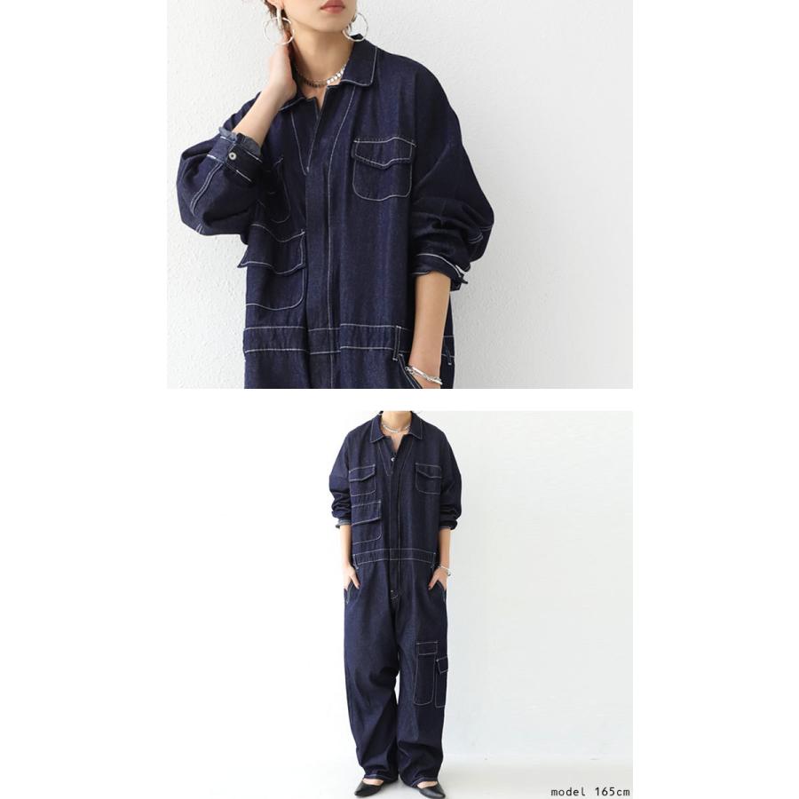 antiqua（アンティカ） レディース サロペット デニム つなぎ 長袖
