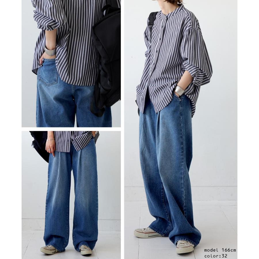 antiqua デニムタックワイドパンツ パンツ レディース ボトムス antiqua デニムタックワイドパンツ パンツ レディース ボトムス