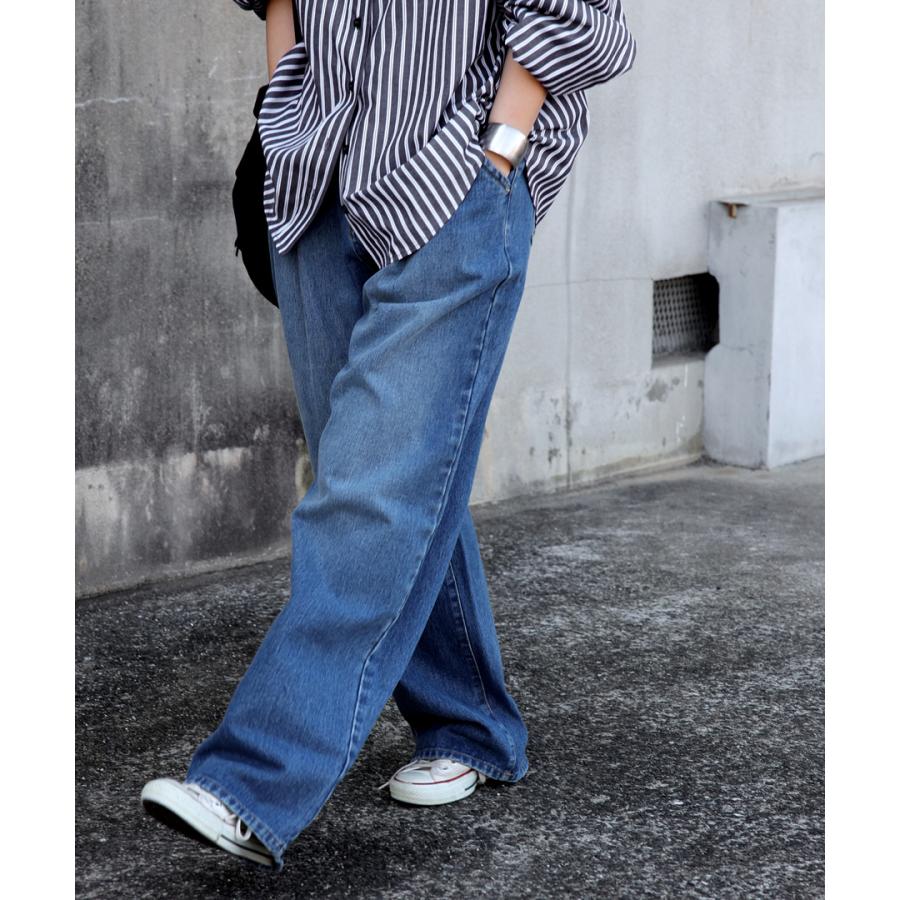 antiqua デニムタックワイドパンツ パンツ レディース ボトムス antiqua デニムタックワイドパンツ パンツ レディース ボトムス
