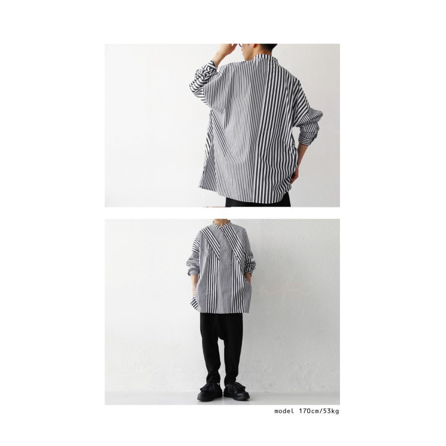 antiqua（アンティカ） ストライプ柄 切替えプルオーバー シャツ