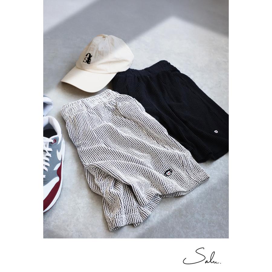 【ピン】美品 セットアップ モックネック ハーフパンツ Lサイズ メンズ antiqua（アンティカ） ストライプ柄 ハーフパンツ メンズ ゴルフ 刺繍