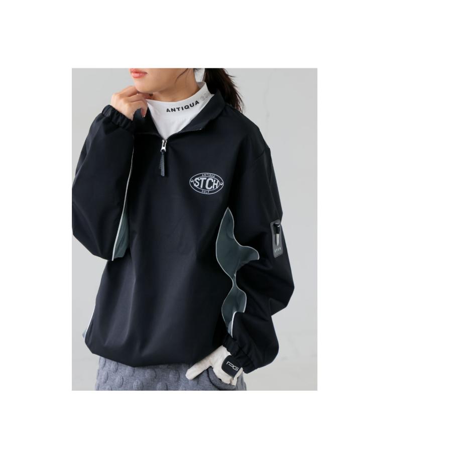 定価¥15,000＊antiqua ゴルフ STCH＊ハーフジップトップス 黒 楽天市場】ANTIQUA GOLF×STCH ハーフジップトップス レディース 送料