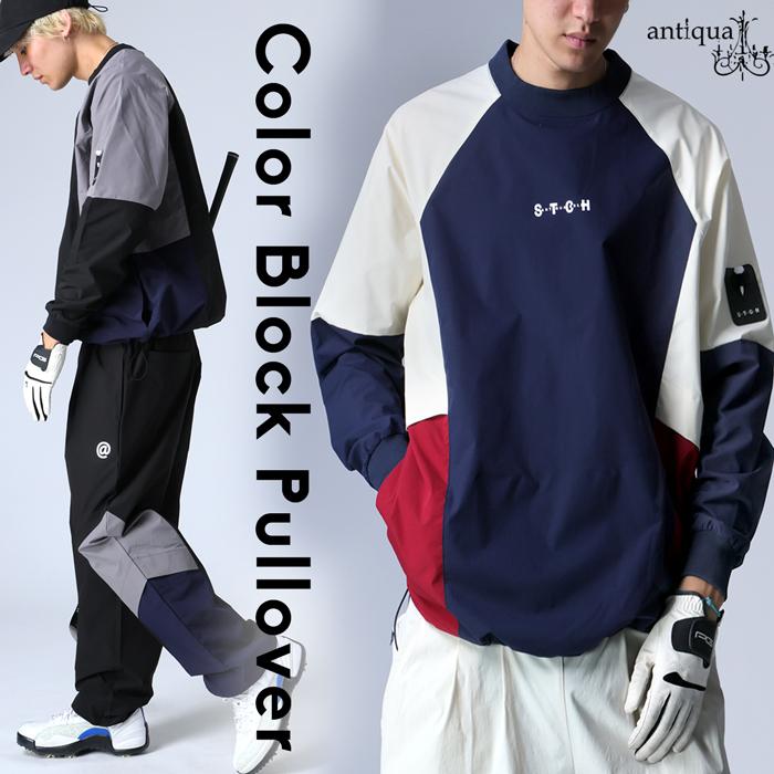 antiqua（アンティカ） ANTIQUA GOLF×STCH 配色プルオーバー 送料無料