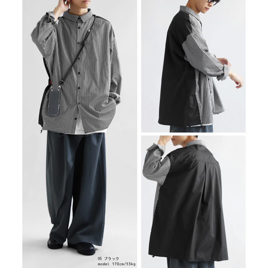 d.i.aグレーと黒のストライプ長袖トップス フロントタック ストライプブラウス 長袖 レディース(M グレー