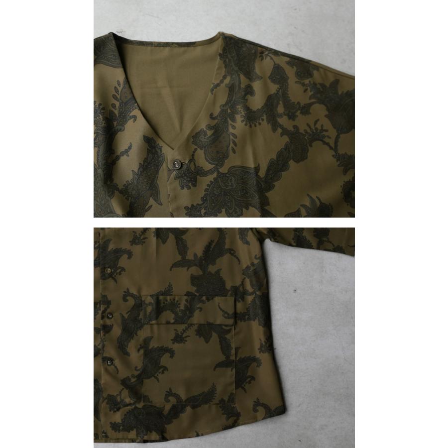 antiqua ノーカラージャケット メンズ ペイズリー柄 五分袖 送料