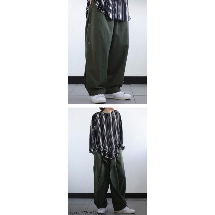 ワイドスラックス　グレー　サイドボタン CLEL】Multi-silhouette loose side button pants/マルチ