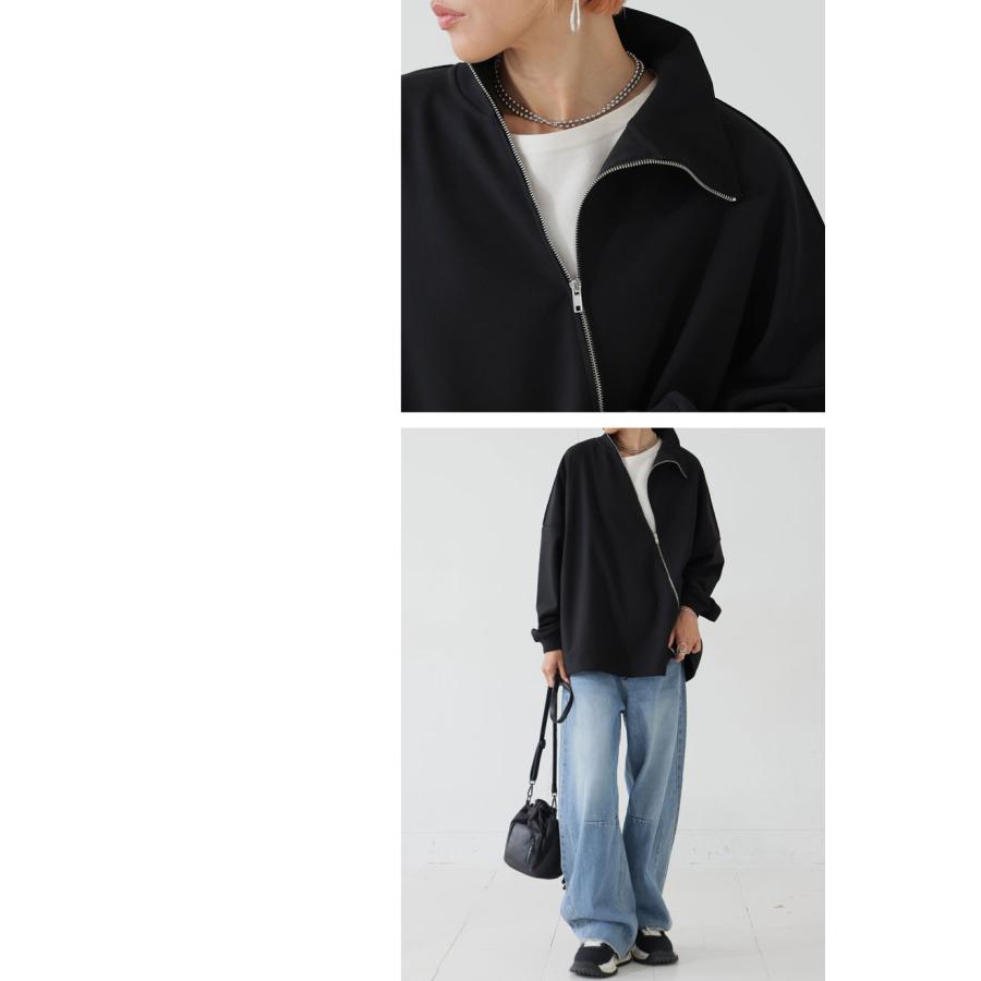 antiqua（アンティカ） 斜めZIP 裏起毛 ジョーゼットジャケット