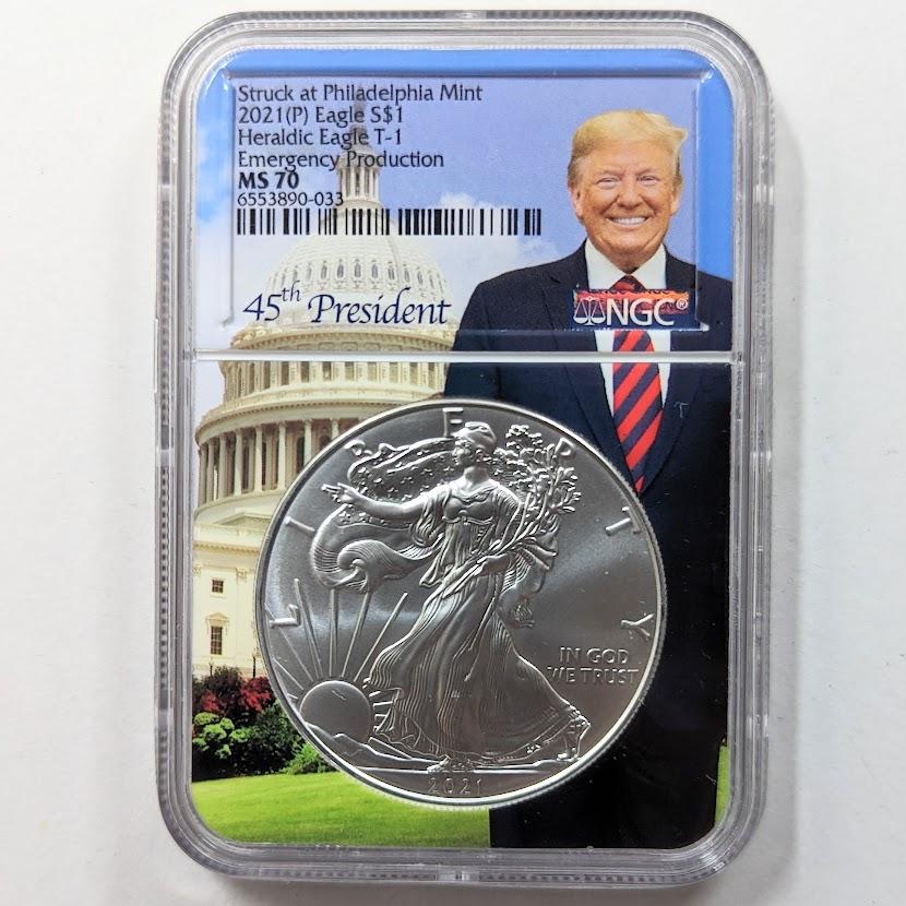 銀貨 最高鑑定 2021年 アメリカ イーグル シルバー トランプ大統領 1オンス リバティ 銀貨 NGC MS70 フィラデルフィア ミント