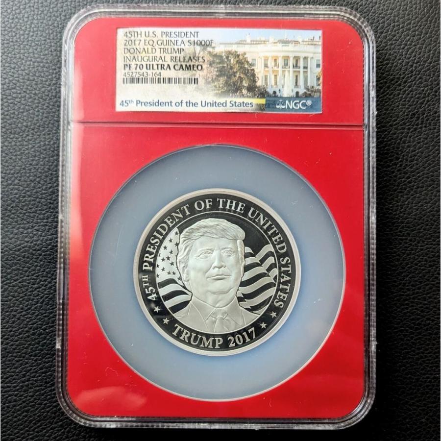 最高鑑定 銀貨 2017年 トランプ大統領 赤道ギニア 鑑定 NGC PF70UC 1oz