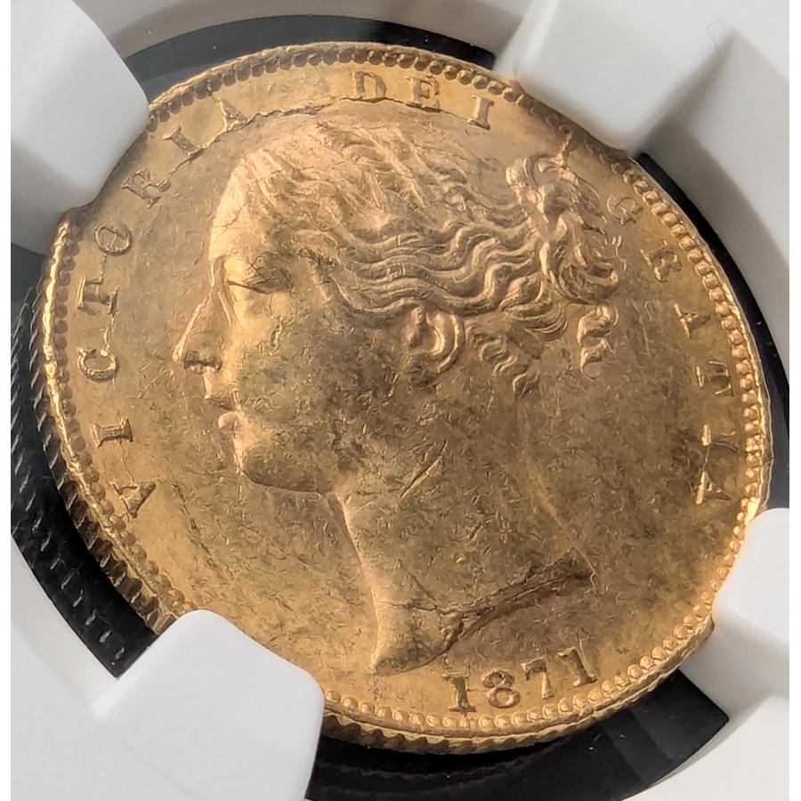 金貨鑑定 1871年 イギリス ヴィクトリア女王 シールド 1sov ソブリン
