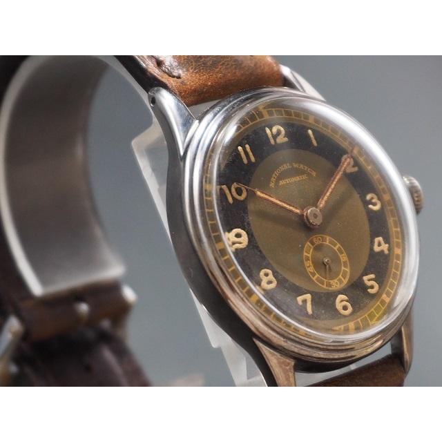 NATIONAL WATCH スイス製 17石 自動巻き アンティーク スモセコ 新品 