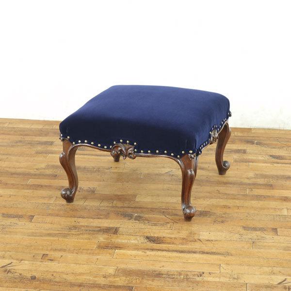 張替済スツール　ロースツール　オットマン　レトロ　かわいい　玄関　腰掛け　フットレスト　イギリス　アンティークフレックス　57287