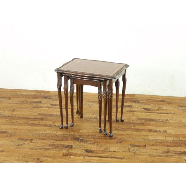 イギリスアンティーク｜ガラストップ｜ネストテーブル3点セット