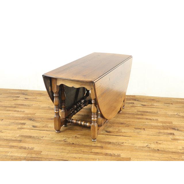 幅63(拡張時185)×奥138.5×高76.5cm 非常に大型 ゲートレッグテーブル