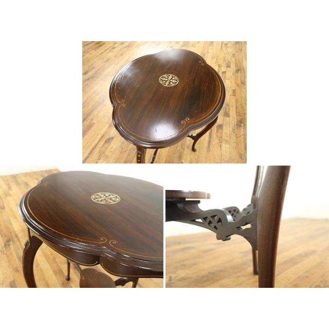 アンティーク サイドテーブル 流麗で曲線的なデザイン 上品な