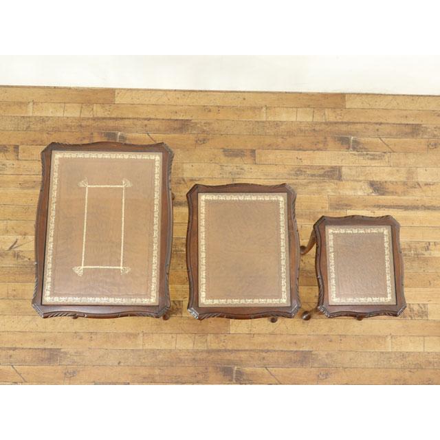 ネストテーブル ガラストップタイプ 細めの猫脚 イギリス