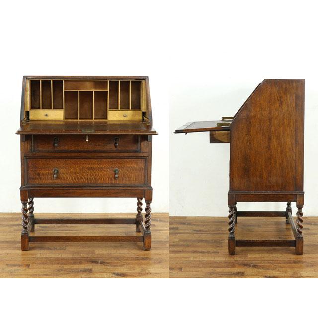 ライティングビューロー 美しい杢目も魅力 ツイストレッグ 引き出し 机