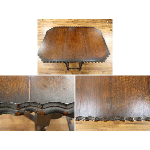 アンティーク ゲートレッグテーブル 折り畳み式テーブル ふちの