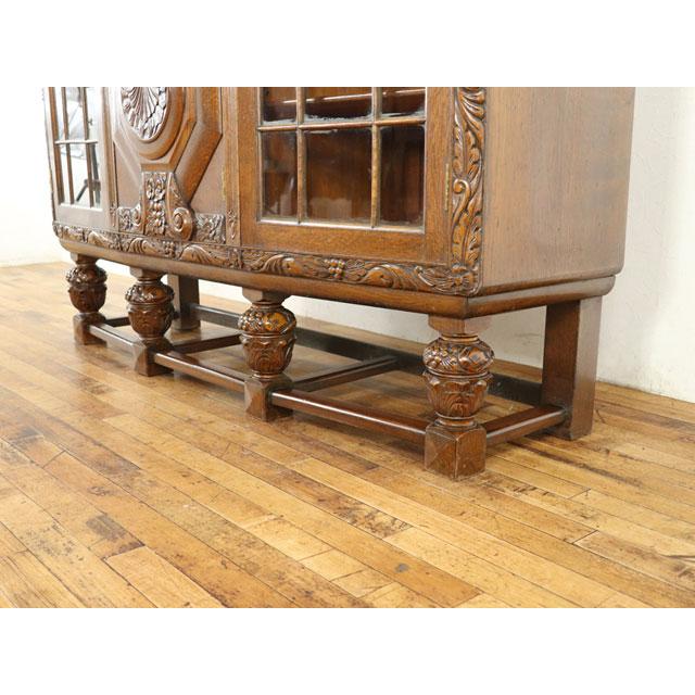 アンティーク ブックケース 本棚 飾り棚 素晴らしい彫刻 重厚な雰囲気