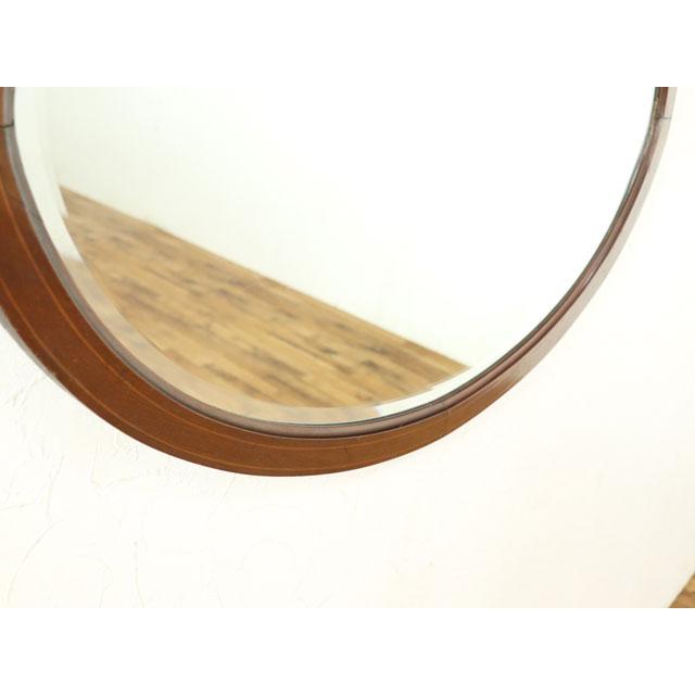 ウォールミラー 幅82.5×奥4×高58cm マホガニーの枠にインレイが