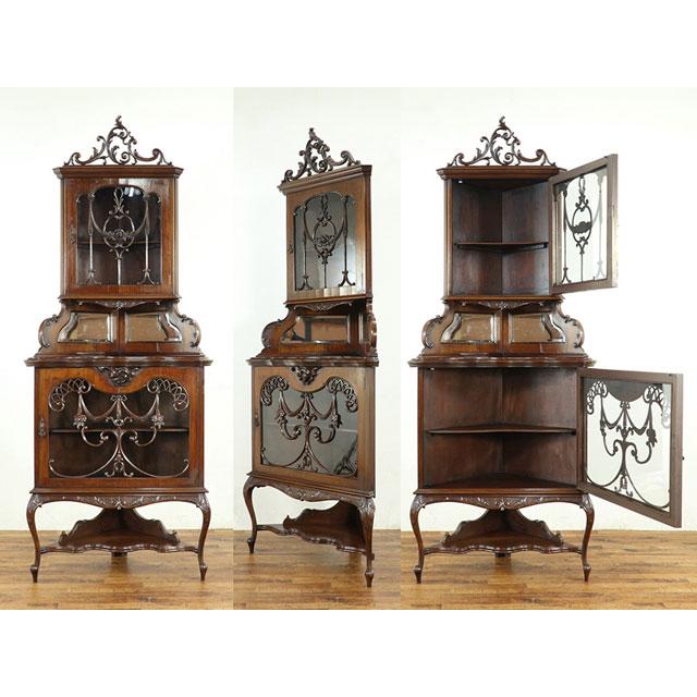 ビクトリアン コーナーキャビネット 繊細で華やかなデザイン 美しい