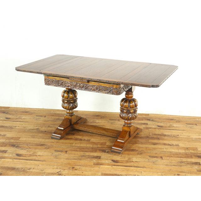 ダイニングテーブル】ブルボーズレッグ ドローリーフテーブル 伸長式