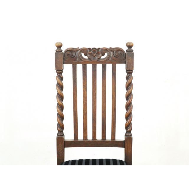 アンティークチェア 張替済ダイニングチェア お花の彫刻も素敵 ハイバック 脚の