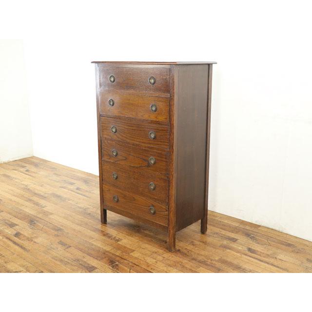 アンティーク チェスト 幅76×奥43×高122cm 引き出し6段 力強い杢目も