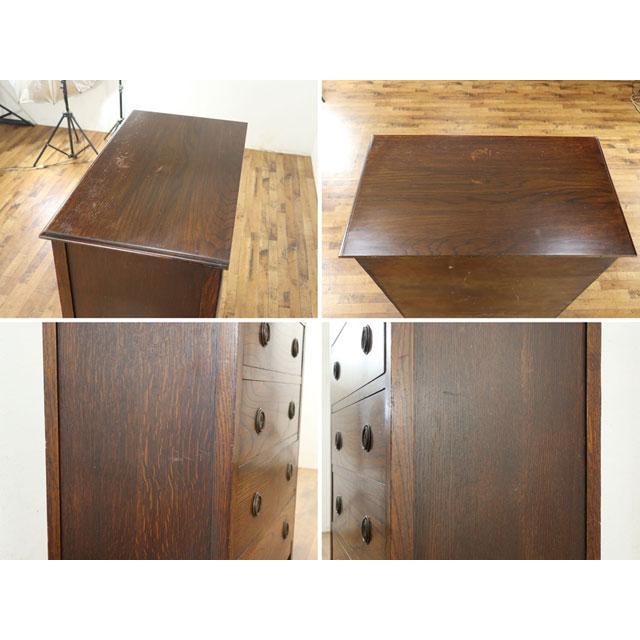 アンティーク チェスト 幅76×奥43×高122cm 引き出し6段 力強い杢目も