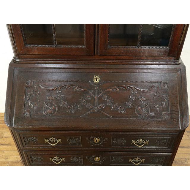 フランスアンティーク　ライティングデスク ブックビューロー ライティングデスク 本棚 ディスプレイ棚 1900年頃