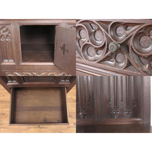 1900年頃 フランスアンティーク キャビネット 収納棚 ゴシックスタイル